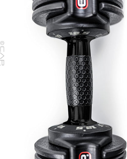 ADJUSTABELL Adjustable Dumbbell Set, Premium Quick Select Adjustable Weights for Strength Training, Singles & Pairs, 12.5 LB, 25 LB & 55 LB, Round & Hex Dumbbells, Multiple Grip Handle Options