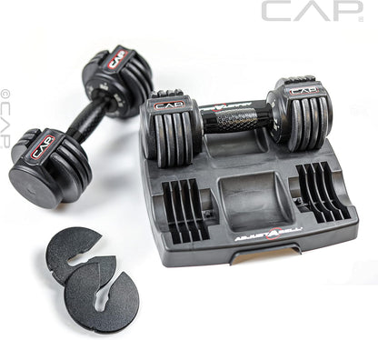 ADJUSTABELL Adjustable Dumbbell Set, Premium Quick Select Adjustable Weights for Strength Training, Singles & Pairs, 12.5 LB, 25 LB & 55 LB, Round & Hex Dumbbells, Multiple Grip Handle Options