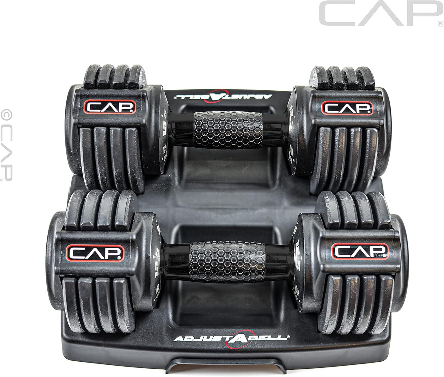 ADJUSTABELL Adjustable Dumbbell Set, Premium Quick Select Adjustable Weights for Strength Training, Singles & Pairs, 12.5 LB, 25 LB & 55 LB, Round & Hex Dumbbells, Multiple Grip Handle Options