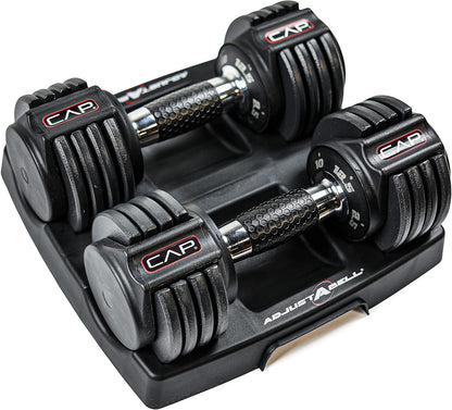 ADJUSTABELL Adjustable Dumbbell Set, Premium Quick Select Adjustable Weights for Strength Training, Singles & Pairs, 12.5 LB, 25 LB & 55 LB, Round & Hex Dumbbells, Multiple Grip Handle Options