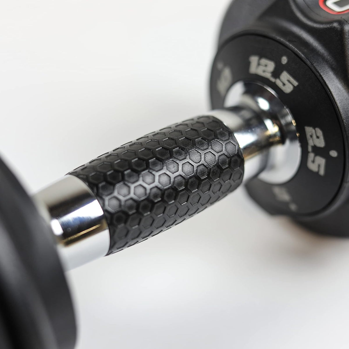 ADJUSTABELL Adjustable Dumbbell Set, Premium Quick Select Adjustable Weights for Strength Training, Singles & Pairs, 12.5 LB, 25 LB & 55 LB, Round & Hex Dumbbells, Multiple Grip Handle Options