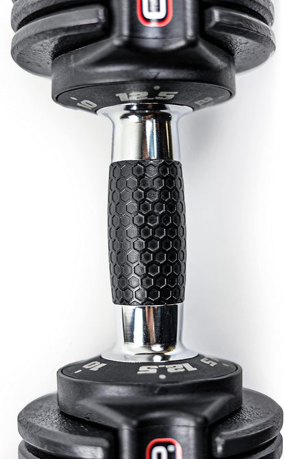 ADJUSTABELL Adjustable Dumbbell Set, Premium Quick Select Adjustable Weights for Strength Training, Singles & Pairs, 12.5 LB, 25 LB & 55 LB, Round & Hex Dumbbells, Multiple Grip Handle Options