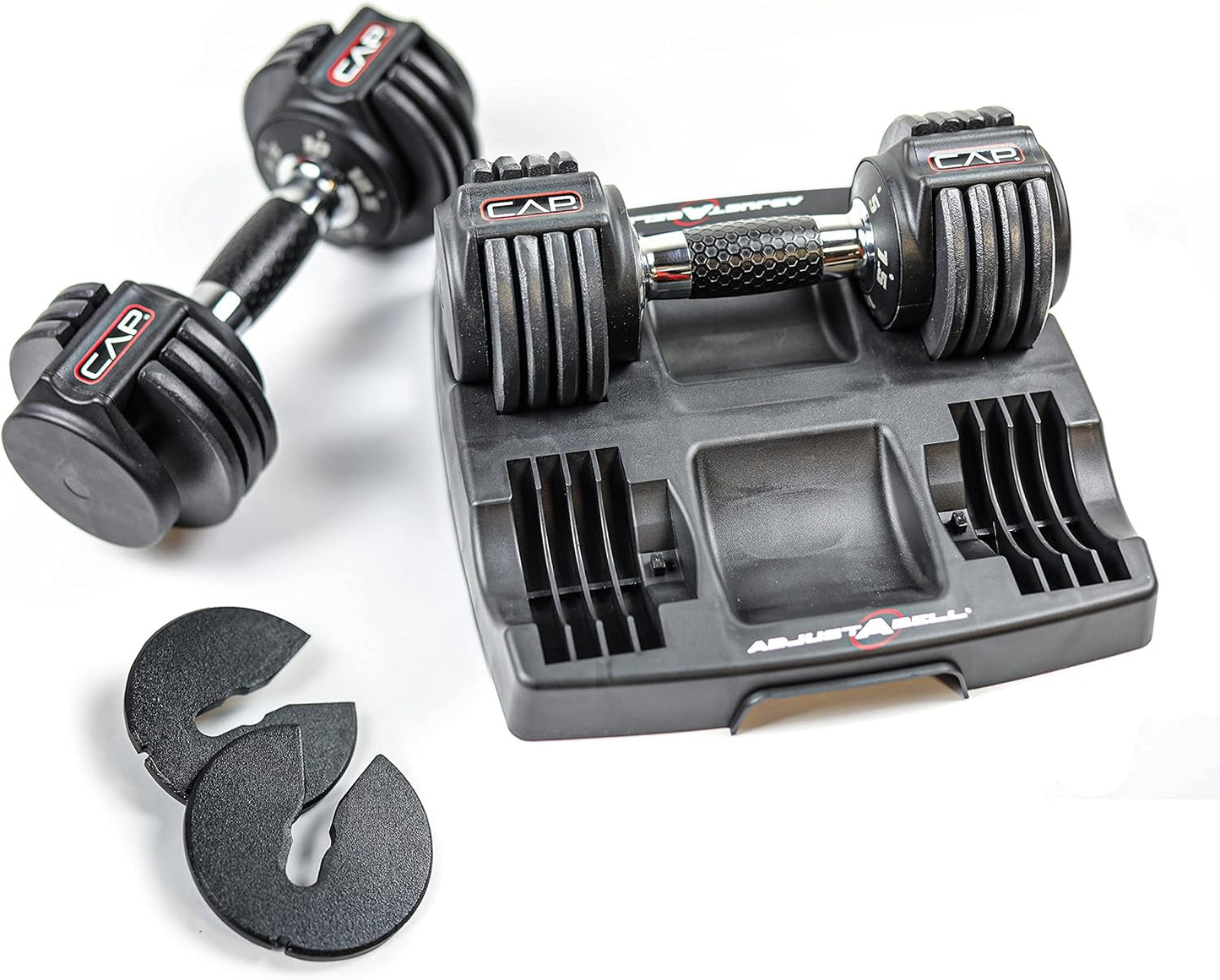 ADJUSTABELL Adjustable Dumbbell Set, Premium Quick Select Adjustable Weights for Strength Training, Singles & Pairs, 12.5 LB, 25 LB & 55 LB, Round & Hex Dumbbells, Multiple Grip Handle Options