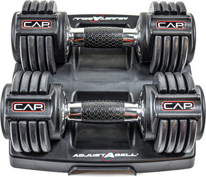 ADJUSTABELL Adjustable Dumbbell Set, Premium Quick Select Adjustable Weights for Strength Training, Singles & Pairs, 12.5 LB, 25 LB & 55 LB, Round & Hex Dumbbells, Multiple Grip Handle Options