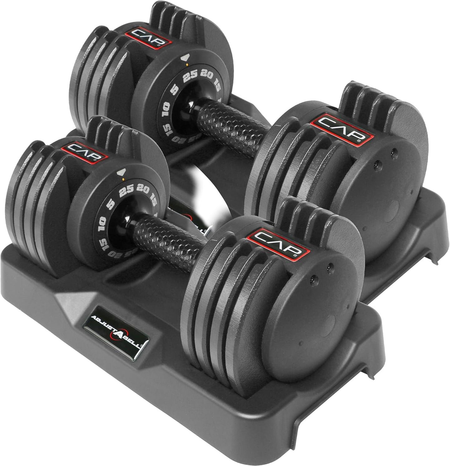 ADJUSTABELL Adjustable Dumbbell Set, Premium Quick Select Adjustable Weights for Strength Training, Singles & Pairs, 12.5 LB, 25 LB & 55 LB, Round & Hex Dumbbells, Multiple Grip Handle Options