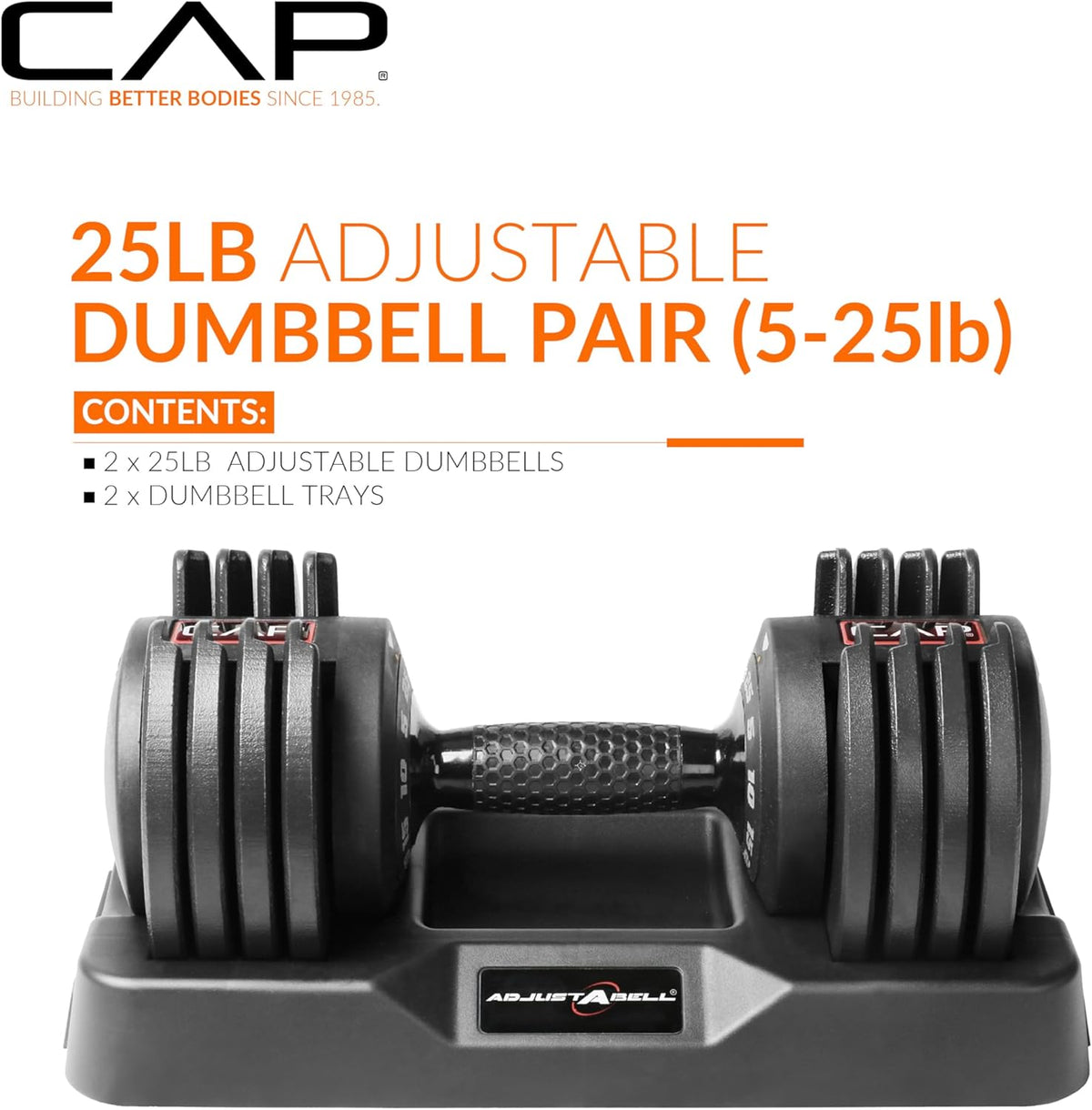 ADJUSTABELL Adjustable Dumbbell Set, Premium Quick Select Adjustable Weights for Strength Training, Singles & Pairs, 12.5 LB, 25 LB & 55 LB, Round & Hex Dumbbells, Multiple Grip Handle Options