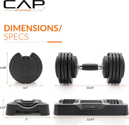 ADJUSTABELL Adjustable Dumbbell Set, Premium Quick Select Adjustable Weights for Strength Training, Singles & Pairs, 12.5 LB, 25 LB & 55 LB, Round & Hex Dumbbells, Multiple Grip Handle Options