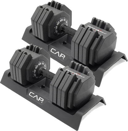 ADJUSTABELL Adjustable Dumbbell Set, Premium Quick Select Adjustable Weights for Strength Training, Singles & Pairs, 12.5 LB, 25 LB & 55 LB, Round & Hex Dumbbells, Multiple Grip Handle Options