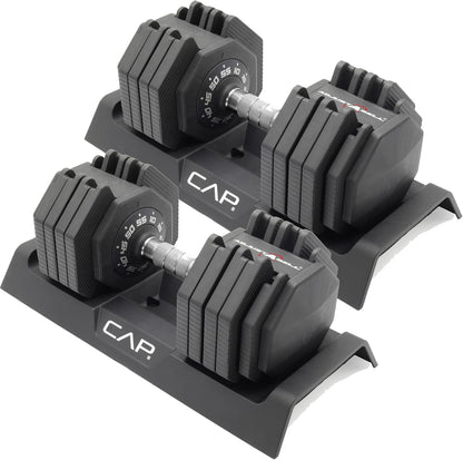 ADJUSTABELL Adjustable Dumbbell Set, Premium Quick Select Adjustable Weights for Strength Training, Singles & Pairs, 12.5 LB, 25 LB & 55 LB, Round & Hex Dumbbells, Multiple Grip Handle Options