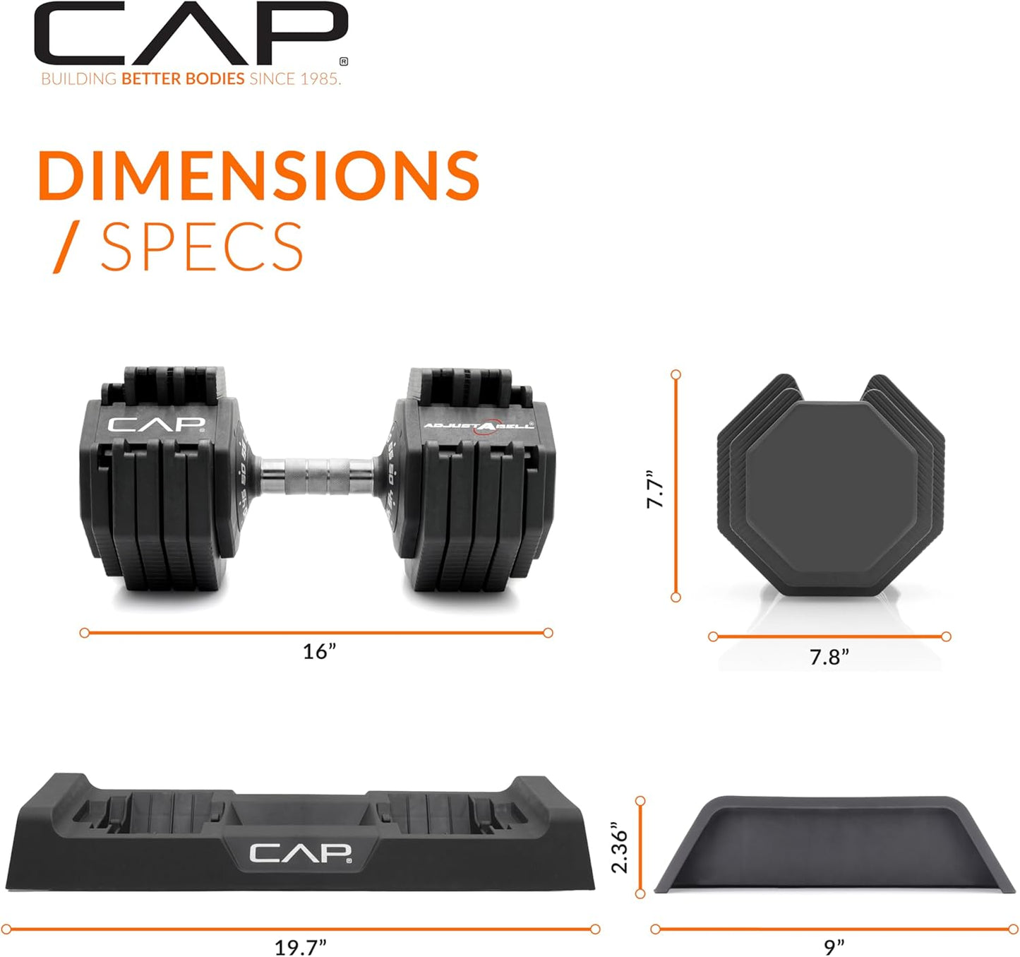 ADJUSTABELL Adjustable Dumbbell Set, Premium Quick Select Adjustable Weights for Strength Training, Singles & Pairs, 12.5 LB, 25 LB & 55 LB, Round & Hex Dumbbells, Multiple Grip Handle Options