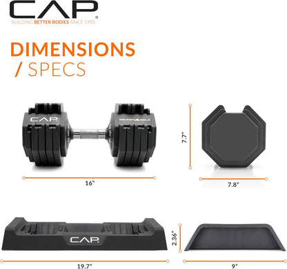 ADJUSTABELL Adjustable Dumbbell Set, Premium Quick Select Adjustable Weights for Strength Training, Singles & Pairs, 12.5 LB, 25 LB & 55 LB, Round & Hex Dumbbells, Multiple Grip Handle Options