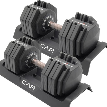 ADJUSTABELL Adjustable Dumbbell Set, Premium Quick Select Adjustable Weights for Strength Training, Singles & Pairs, 12.5 LB, 25 LB & 55 LB, Round & Hex Dumbbells, Multiple Grip Handle Options