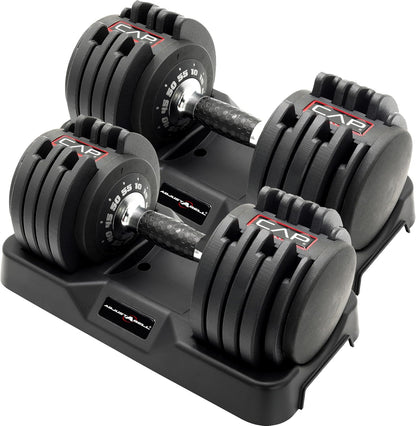 ADJUSTABELL Adjustable Dumbbell Set, Premium Quick Select Adjustable Weights for Strength Training, Singles & Pairs, 12.5 LB, 25 LB & 55 LB, Round & Hex Dumbbells, Multiple Grip Handle Options
