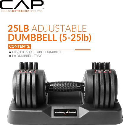 ADJUSTABELL Adjustable Dumbbell Set, Premium Quick Select Adjustable Weights for Strength Training, Singles & Pairs, 12.5 LB, 25 LB & 55 LB, Round & Hex Dumbbells, Multiple Grip Handle Options