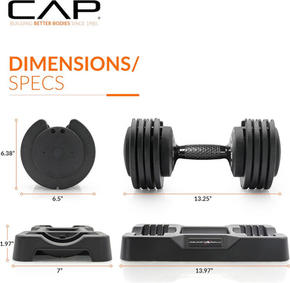 ADJUSTABELL Adjustable Dumbbell Set, Premium Quick Select Adjustable Weights for Strength Training, Singles & Pairs, 12.5 LB, 25 LB & 55 LB, Round & Hex Dumbbells, Multiple Grip Handle Options
