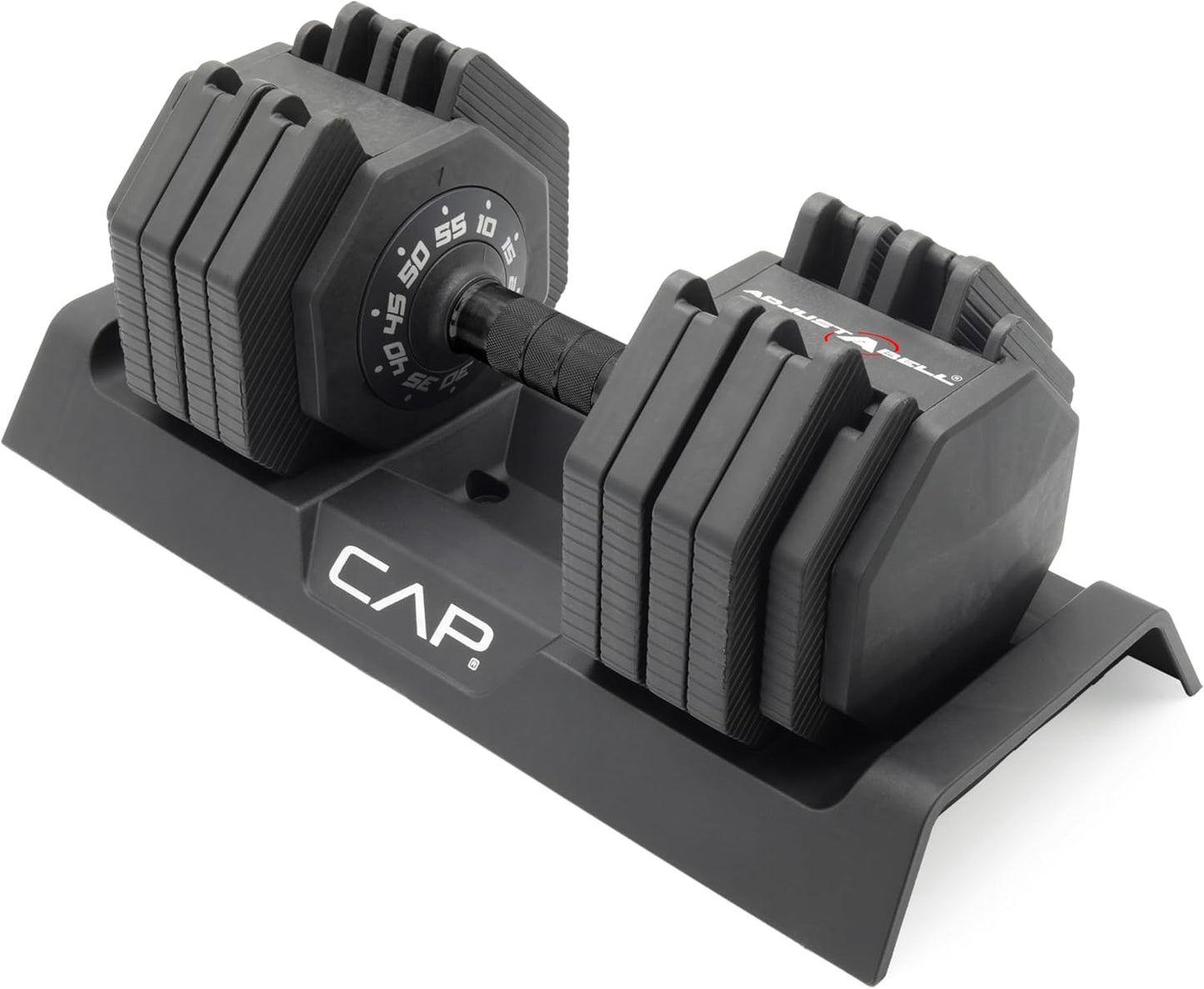 ADJUSTABELL Adjustable Dumbbell Set, Premium Quick Select Adjustable Weights for Strength Training, Singles & Pairs, 12.5 LB, 25 LB & 55 LB, Round & Hex Dumbbells, Multiple Grip Handle Options
