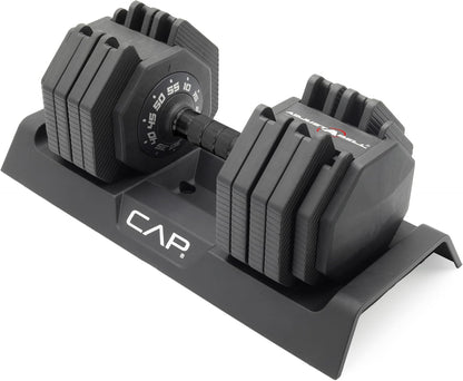 ADJUSTABELL Adjustable Dumbbell Set, Premium Quick Select Adjustable Weights for Strength Training, Singles & Pairs, 12.5 LB, 25 LB & 55 LB, Round & Hex Dumbbells, Multiple Grip Handle Options