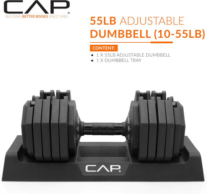 ADJUSTABELL Adjustable Dumbbell Set, Premium Quick Select Adjustable Weights for Strength Training, Singles & Pairs, 12.5 LB, 25 LB & 55 LB, Round & Hex Dumbbells, Multiple Grip Handle Options