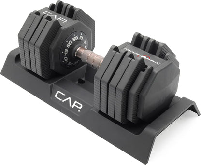ADJUSTABELL Adjustable Dumbbell Set, Premium Quick Select Adjustable Weights for Strength Training, Singles & Pairs, 12.5 LB, 25 LB & 55 LB, Round & Hex Dumbbells, Multiple Grip Handle Options