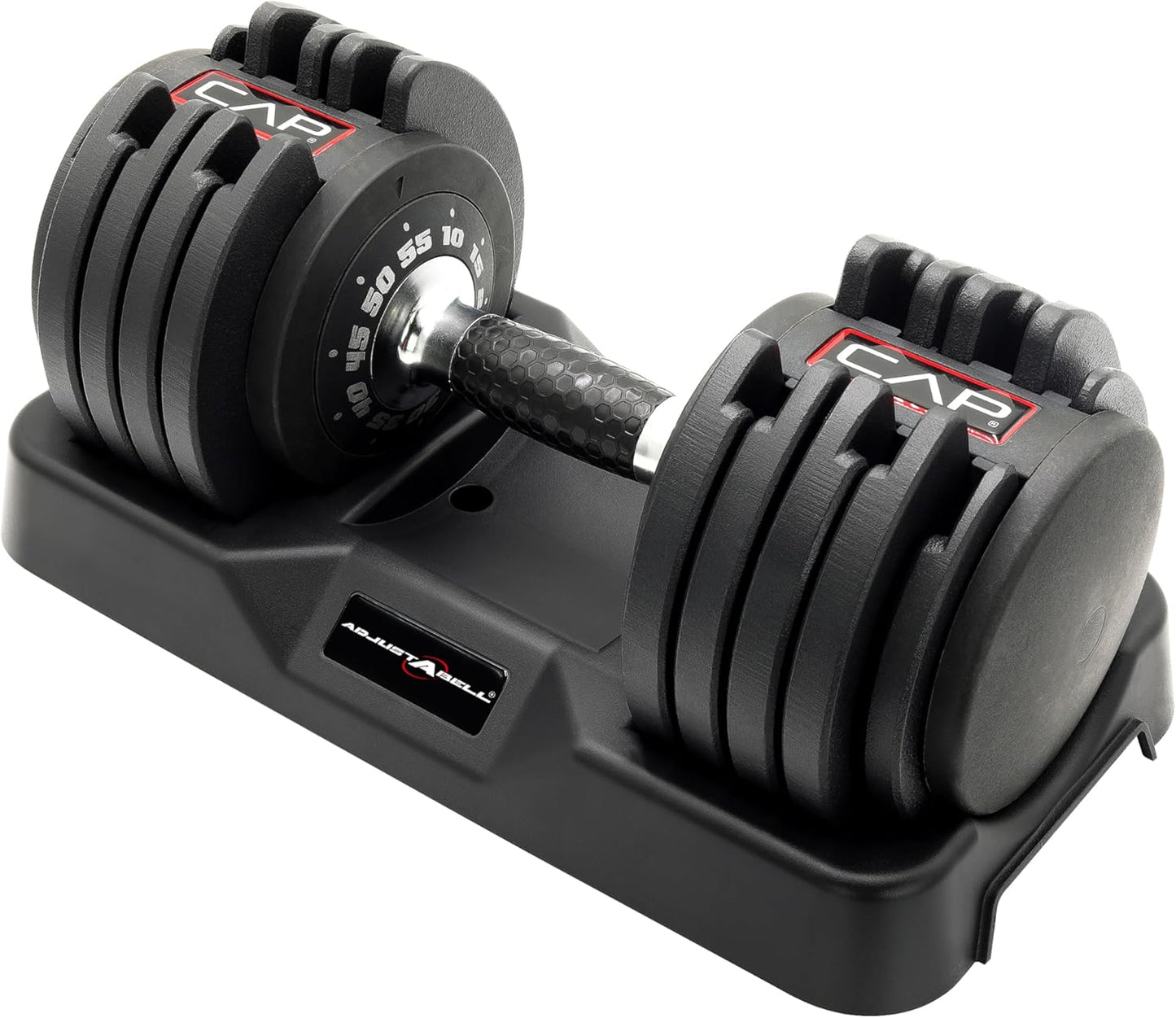 ADJUSTABELL Adjustable Dumbbell Set, Premium Quick Select Adjustable Weights for Strength Training, Singles & Pairs, 12.5 LB, 25 LB & 55 LB, Round & Hex Dumbbells, Multiple Grip Handle Options