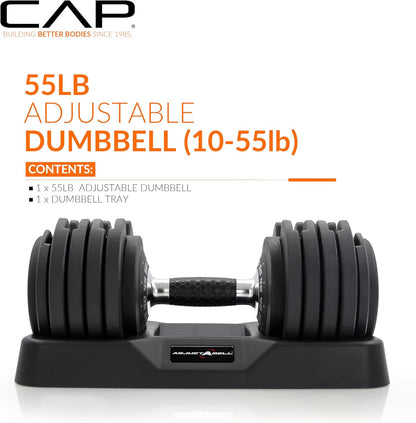 ADJUSTABELL Adjustable Dumbbell Set, Premium Quick Select Adjustable Weights for Strength Training, Singles & Pairs, 12.5 LB, 25 LB & 55 LB, Round & Hex Dumbbells, Multiple Grip Handle Options