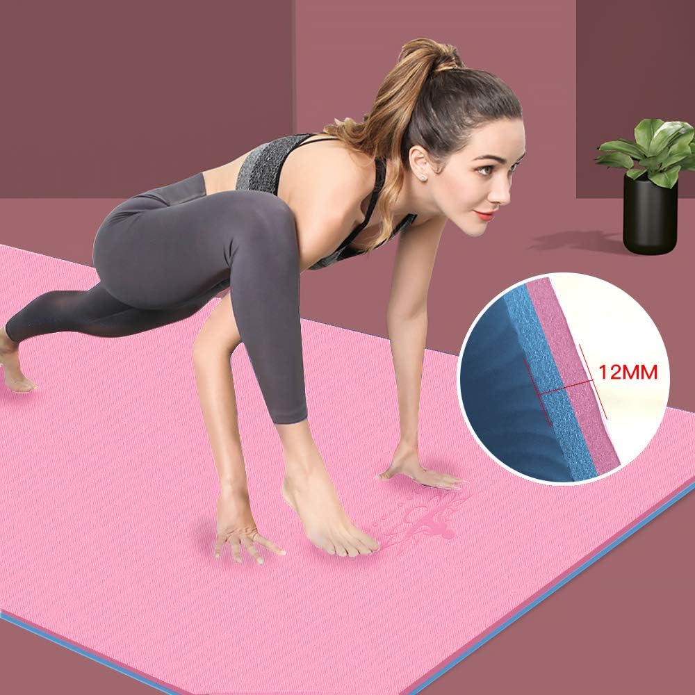 Hatha Yoga Extra Thick TPE Yoga Mat - 72"x 32" Thickness 1/2 Inch -Eco Friendly- With High Density Anti-Tear Exercise Mats For Home Gym Travel & Floor Outside