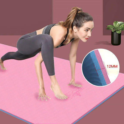 Hatha Yoga Extra Thick TPE Yoga Mat - 72"x 32" Thickness 1/2 Inch -Eco Friendly- With High Density Anti-Tear Exercise Mats For Home Gym Travel & Floor Outside