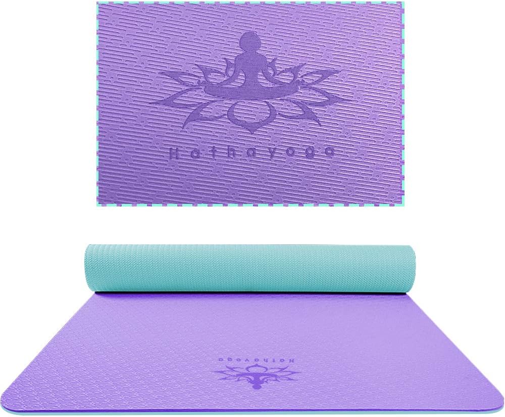 Hatha Yoga Extra Thick TPE Yoga Mat - 72"x 32" Thickness 1/2 Inch -Eco Friendly- With High Density Anti-Tear Exercise Mats For Home Gym Travel & Floor Outside