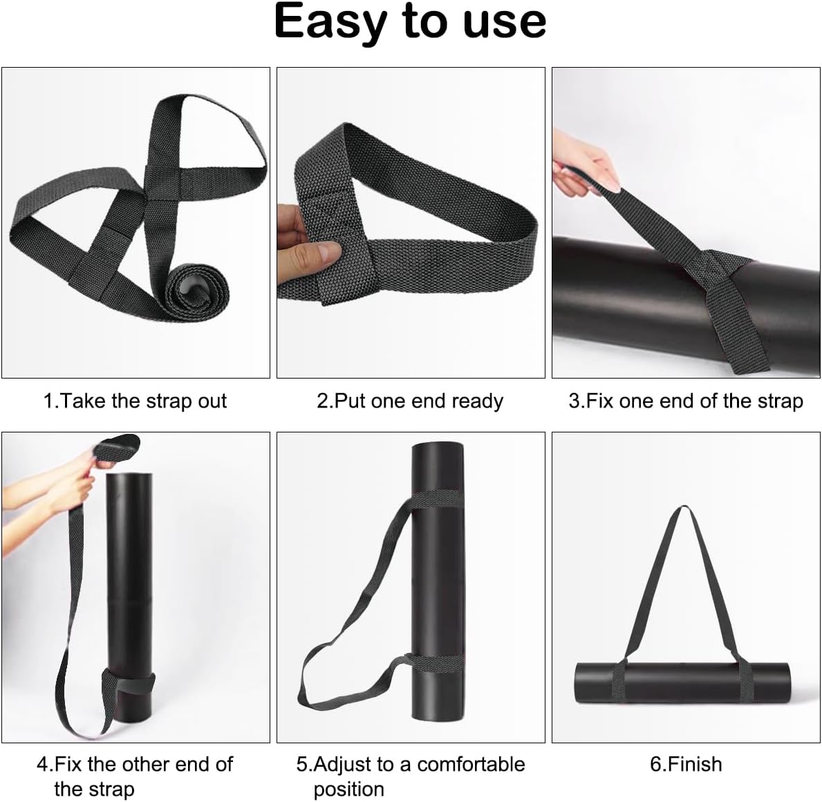 4PCS Yoga Mat Carrier Strap, Adjustable Yoga Mat Strap Carrier for Exercise/Travel/Gym, Mat Holder Sling Carrier