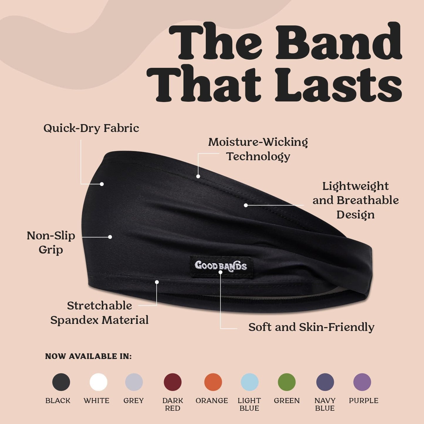 Sweatband for Men and Women - Unisex Non Slip Headband that Wicks Moisture and Eliminates Excess Sweat - Durable & Long-Lasting - Running, Sports, Gym