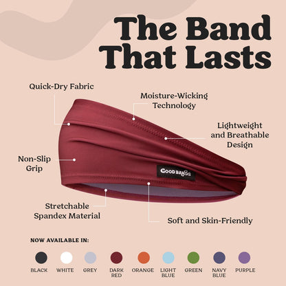 Sweatband for Men and Women - Unisex Non Slip Headband that Wicks Moisture and Eliminates Excess Sweat - Durable & Long-Lasting - Running, Sports, Gym