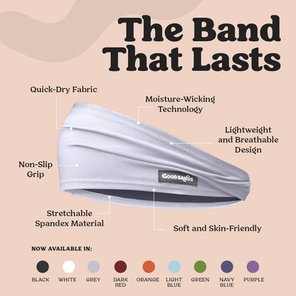 Sweatband for Men and Women - Unisex Non Slip Headband that Wicks Moisture and Eliminates Excess Sweat - Durable & Long-Lasting - Running, Sports, Gym