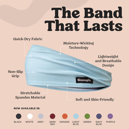 Sweatband for Men and Women - Unisex Non Slip Headband that Wicks Moisture and Eliminates Excess Sweat - Durable & Long-Lasting - Running, Sports, Gym