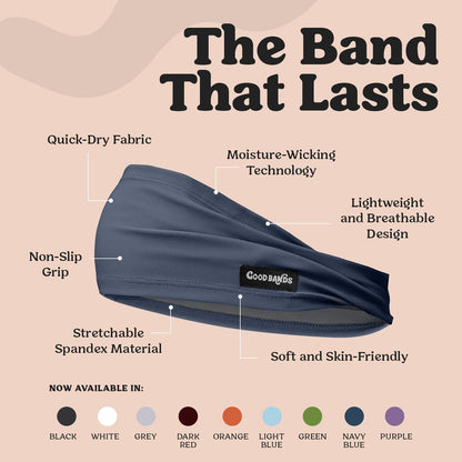 Sweatband for Men and Women - Unisex Non Slip Headband that Wicks Moisture and Eliminates Excess Sweat - Durable & Long-Lasting - Running, Sports, Gym