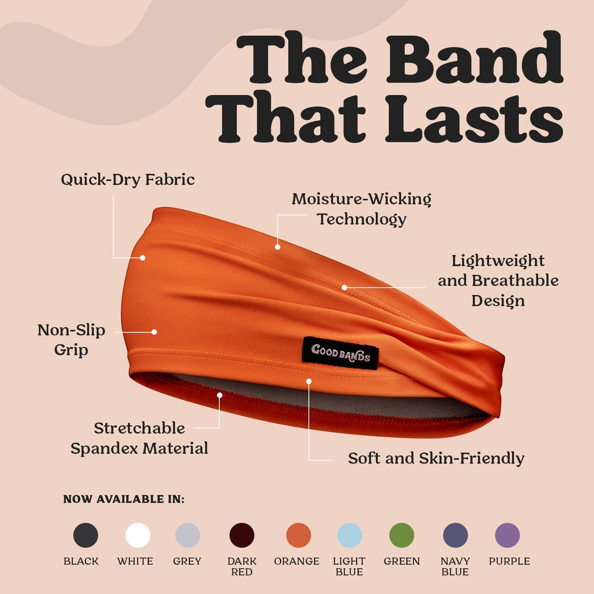 Sweatband for Men and Women - Unisex Non Slip Headband that Wicks Moisture and Eliminates Excess Sweat - Durable & Long-Lasting - Running, Sports, Gym