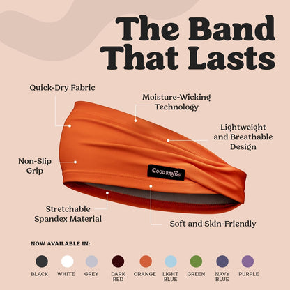 Sweatband for Men and Women - Unisex Non Slip Headband that Wicks Moisture and Eliminates Excess Sweat - Durable & Long-Lasting - Running, Sports, Gym