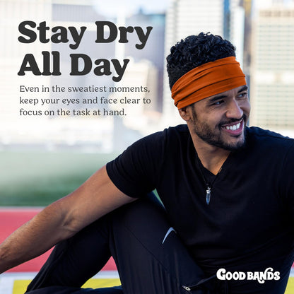 Sweatband for Men and Women - Unisex Non Slip Headband that Wicks Moisture and Eliminates Excess Sweat - Durable & Long-Lasting - Running, Sports, Gym