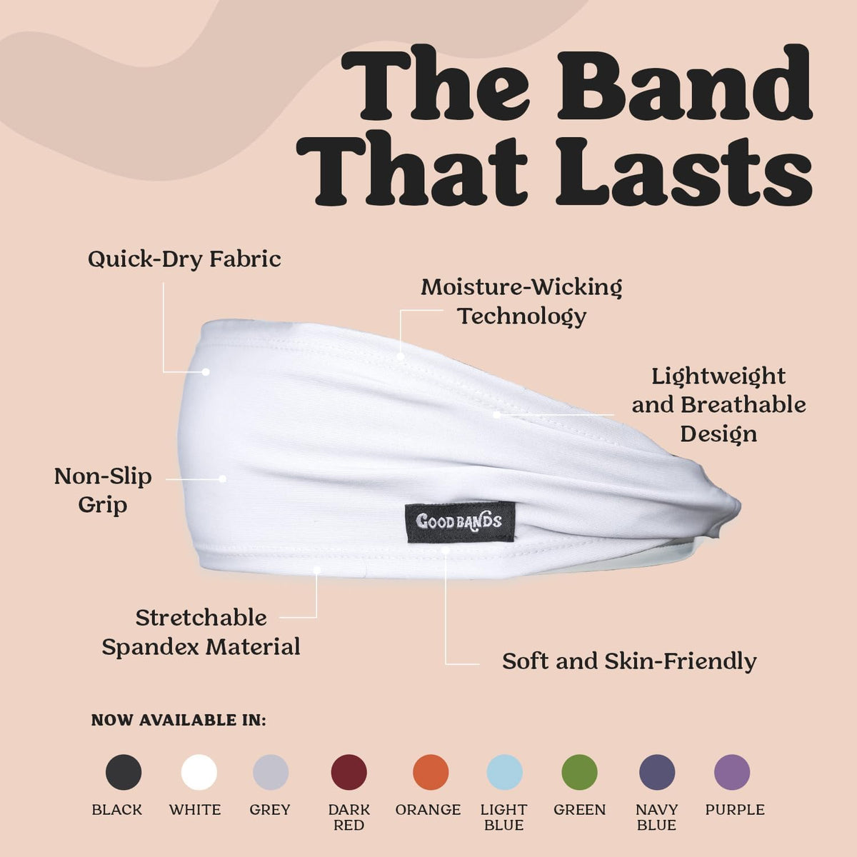 Sweatband for Men and Women - Unisex Non Slip Headband that Wicks Moisture and Eliminates Excess Sweat - Durable & Long-Lasting - Running, Sports, Gym
