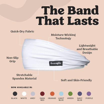 Sweatband for Men and Women - Unisex Non Slip Headband that Wicks Moisture and Eliminates Excess Sweat - Durable & Long-Lasting - Running, Sports, Gym