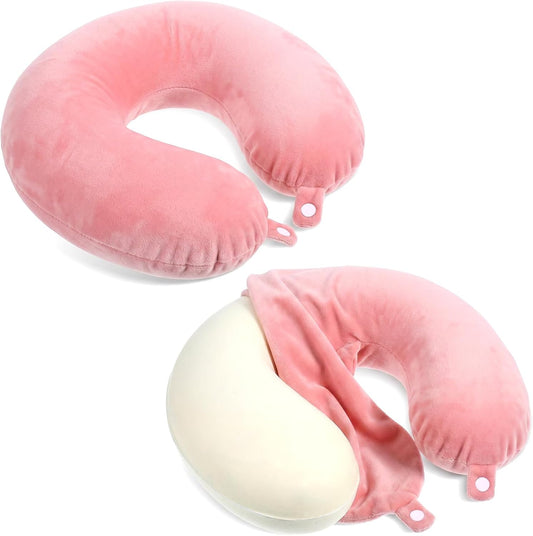 2 Packs Travel Neck Pillow Cover, U Shaped Neck Pillow Covers with Zipper, Airplane Pillows Replacement Case Washable Soft and Smooth (Only Pillowcase, No Filler)