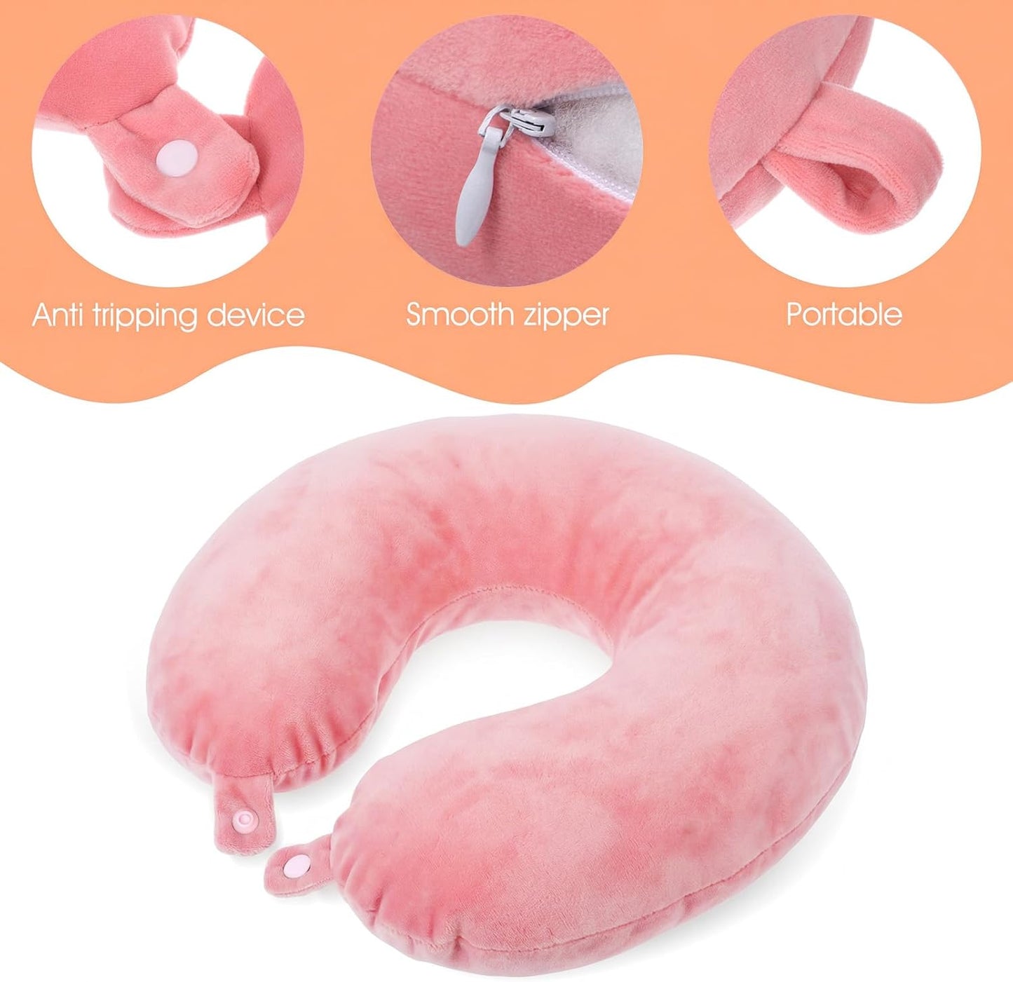 2 Packs Travel Neck Pillow Cover, U Shaped Neck Pillow Covers with Zipper, Airplane Pillows Replacement Case Washable Soft and Smooth (Only Pillowcase, No Filler)
