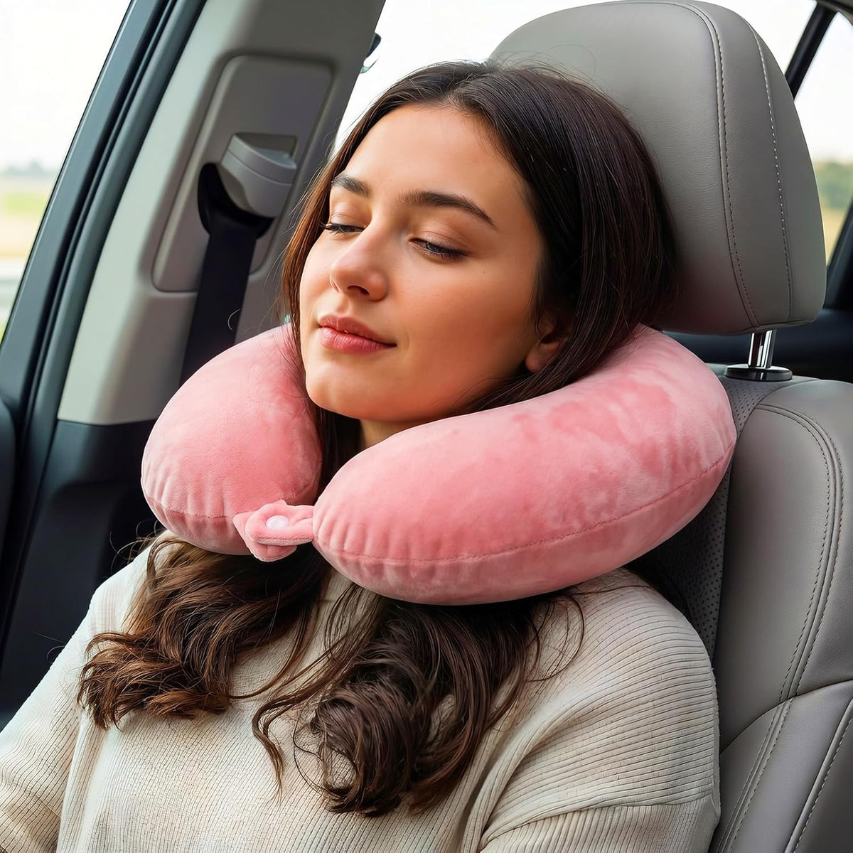 2 Packs Travel Neck Pillow Cover, U Shaped Neck Pillow Covers with Zipper, Airplane Pillows Replacement Case Washable Soft and Smooth (Only Pillowcase, No Filler)