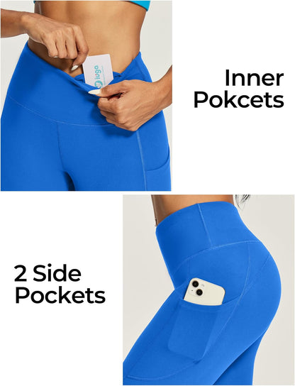 IUGA Capri Leggings for Women with Pockets High Waisted Tummy Control Compression Yoga Pants Workout Gym Capris