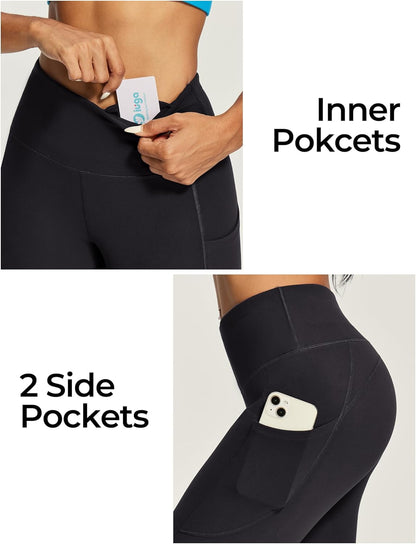 IUGA Capri Leggings for Women with Pockets High Waisted Tummy Control Compression Yoga Pants Workout Gym Capris