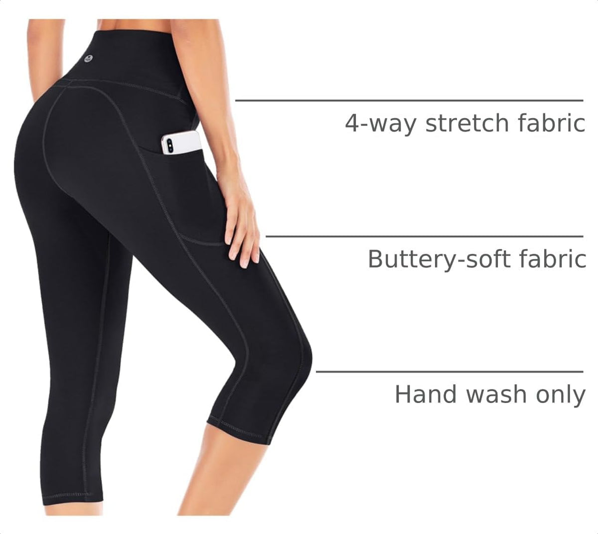 IUGA Capri Leggings for Women with Pockets High Waisted Tummy Control Compression Yoga Pants Workout Gym Capris