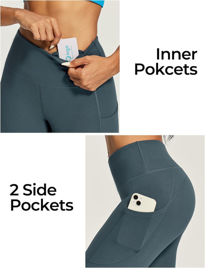 IUGA Capri Leggings for Women with Pockets High Waisted Tummy Control Compression Yoga Pants Workout Gym Capris