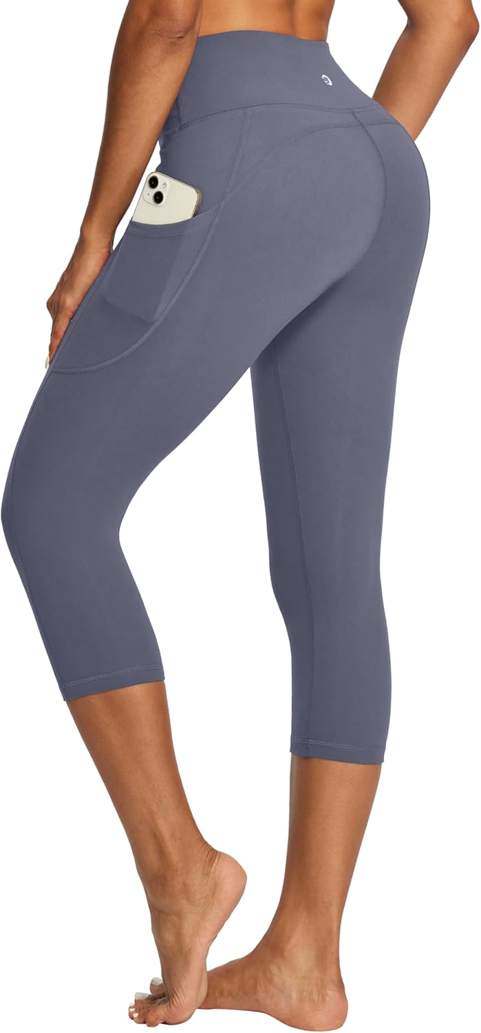 IUGA Capri Leggings for Women with Pockets High Waisted Tummy Control Compression Yoga Pants Workout Gym Capris