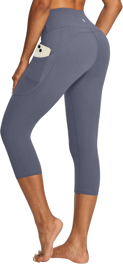 IUGA Capri Leggings for Women with Pockets High Waisted Tummy Control Compression Yoga Pants Workout Gym Capris