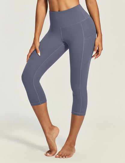 IUGA Capri Leggings for Women with Pockets High Waisted Tummy Control Compression Yoga Pants Workout Gym Capris