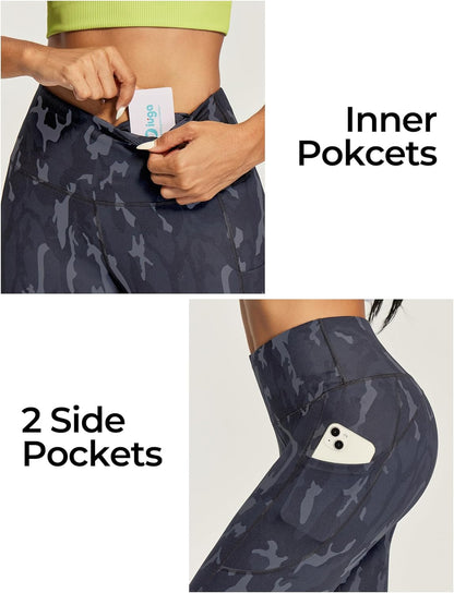 IUGA Capri Leggings for Women with Pockets High Waisted Tummy Control Compression Yoga Pants Workout Gym Capris